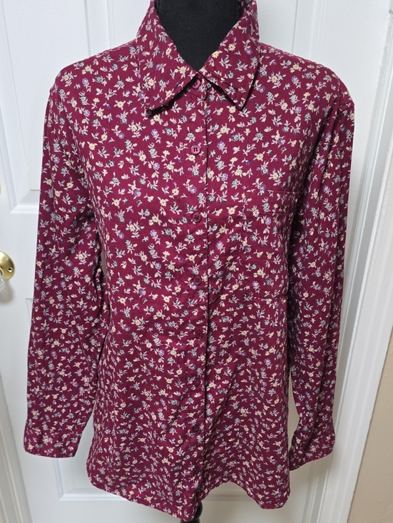 Dress Barn Tops - Dress Barn Classic Button-Up Shirt in Burgundy Floral Size 18W-20W